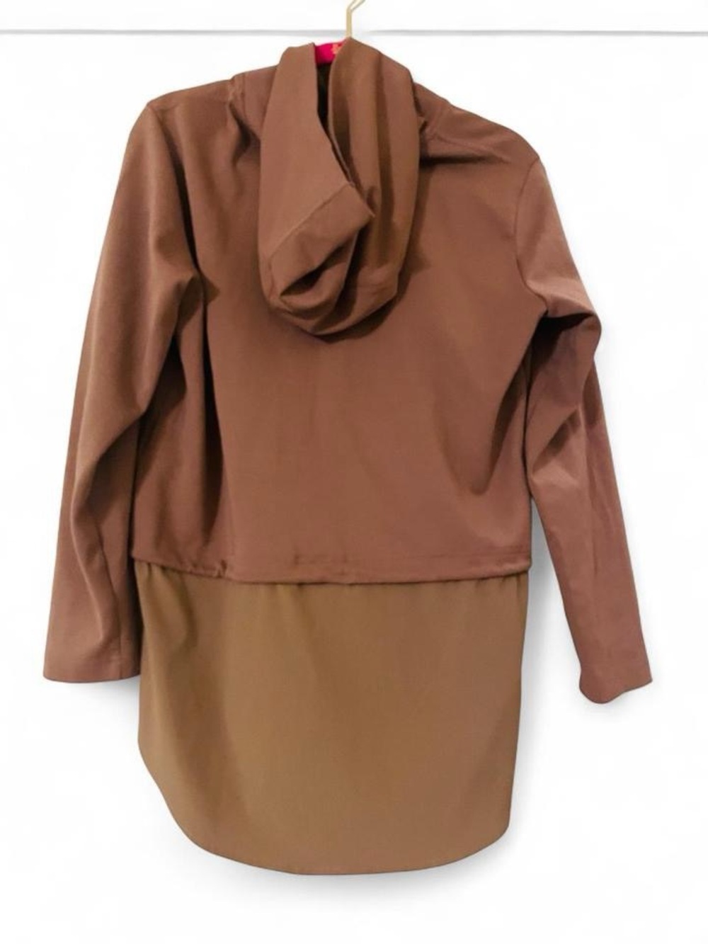 Athleta Gallery Hoodie Tunic Mixed Media Brown Sweatshirt Size M - Picture 4 of 5